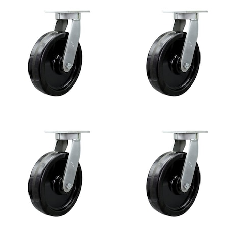 Service Caster 12'' Extra Heavy Duty Phenolic Swivel Caster Set with Swivel Locks , 4PK CRAN-SCC-KP92S1230-PHR-BSL-4